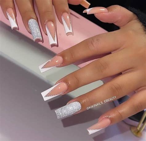 white glitter nail designs